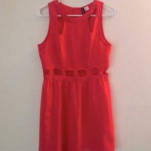 Flirty Peekaboo Coral Mini Dress